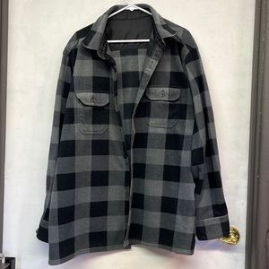 Mens Size XL gray and black Checkered fleece button down sweater